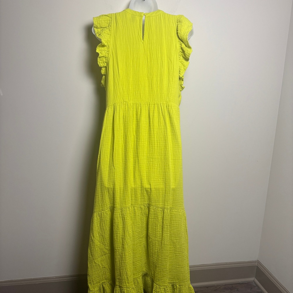 Universal Thread Lime Green Flutter Sleeves Tiered Gauze Maxi Dress Womens XL - Picture 5 of 9